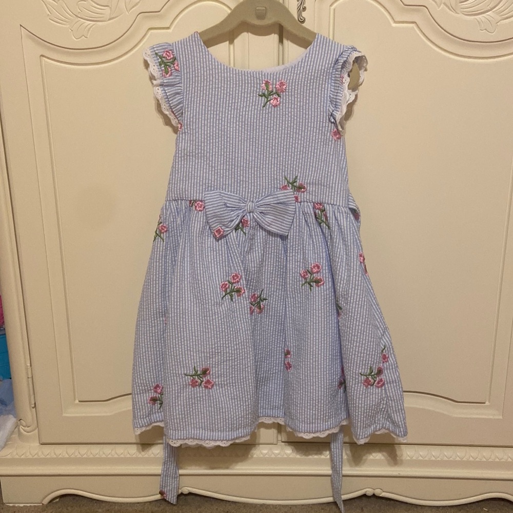 Rare Editions blue seersucker dress size 6X